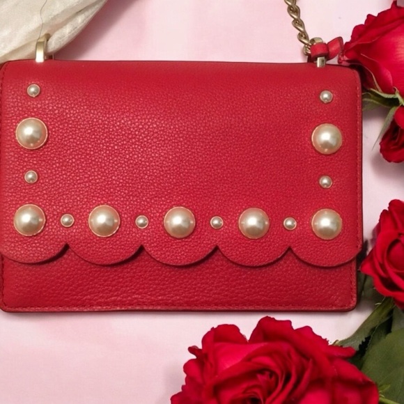 Kate Spade Red Clutch with Pearl Accents - Picture 5 of 12